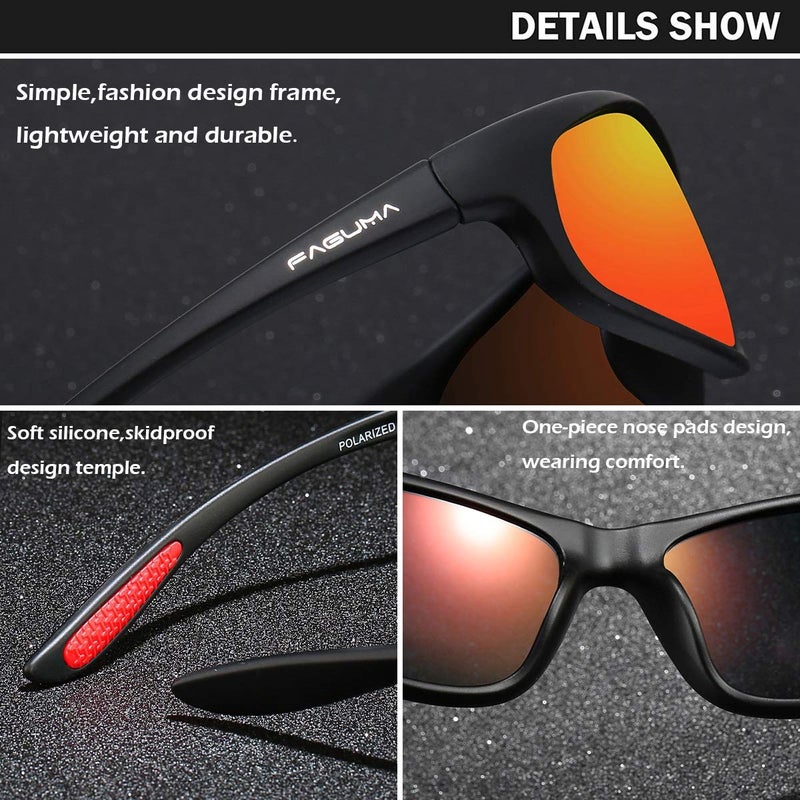 FAGUMA Polarized Sports Sunglasses For Men Cycling Driving Fishing UV400 Protection - Image 5
